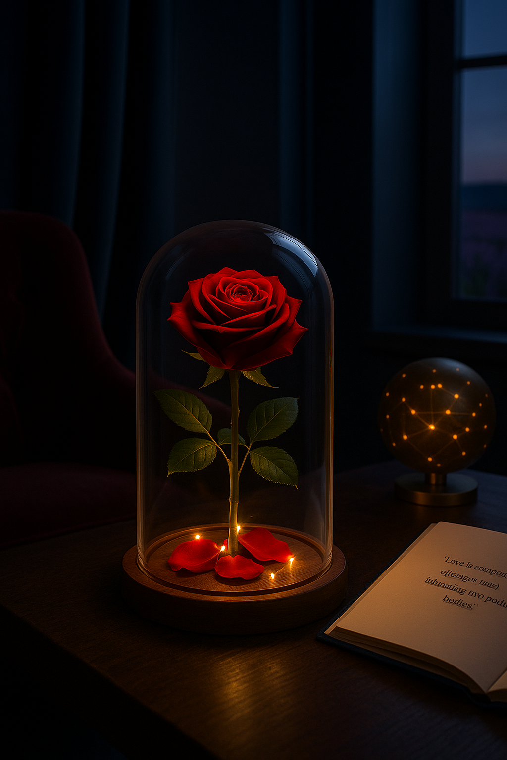 Eternal Rose – Romantic Glass Dome Flower with LED Light